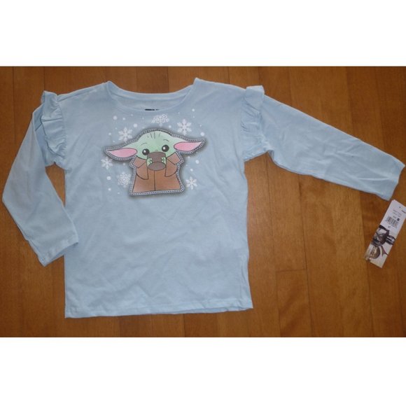 Toddler Girls Star Wars the Mandalorian BABY YODA Grogu T-shirt Size 3T 4T NWT - Picture 1 of 2